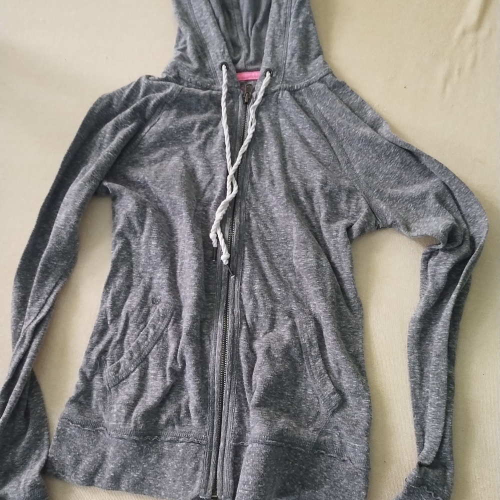 SO Heather Gray Zip Hoodie with Drawstrings